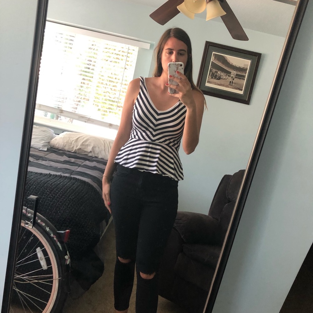 Black and white peplum
